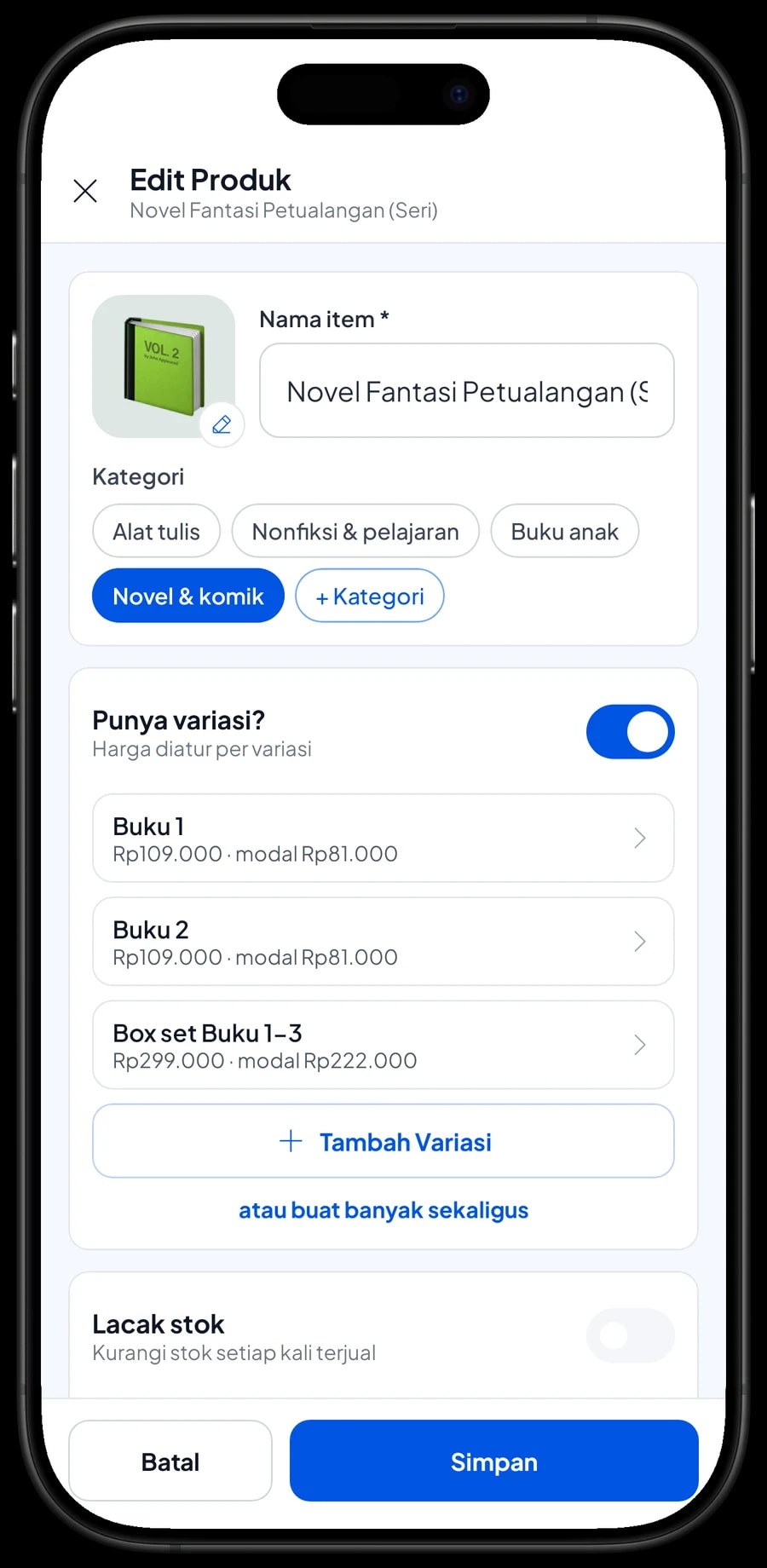 Edit item Novel Fantasi Petualangan (Seri) dengan varian Buku 1, Buku 2 dan Box set Buku 1-3
