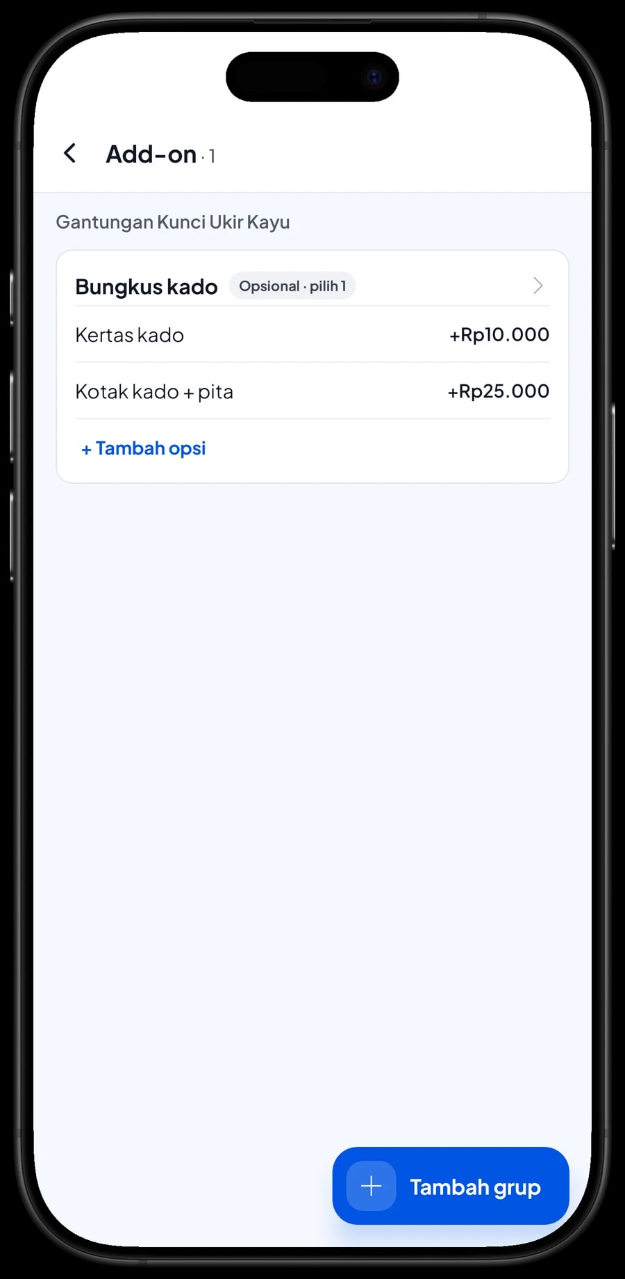 Grup add-on Bungkus kado pada Gantungan Kunci Ukir Kayu: Kertas kado dan Kotak kado + pita