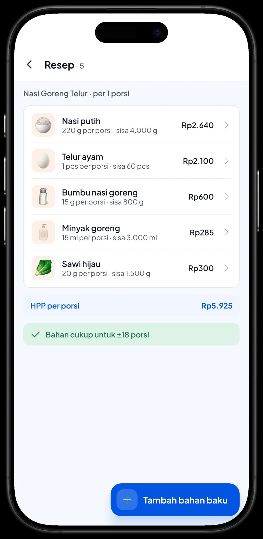 Resep Nasi Goreng Telur: nasi putih, telur ayam, bumbu nasi goreng, minyak goreng dan sawi hijau