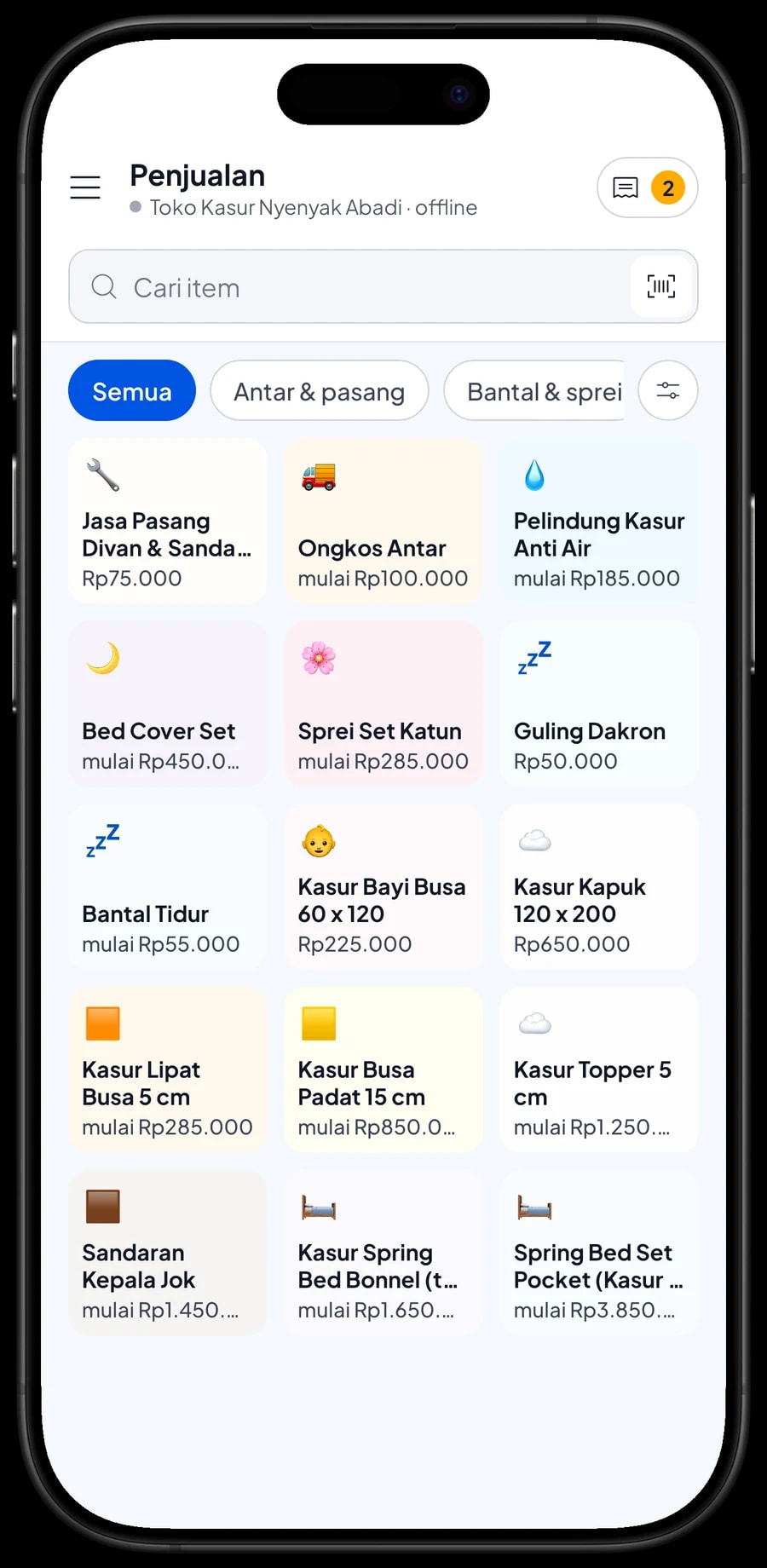 Keranjang Toko Kasur Nyenyak Abadi: dua Kasur Topper 5 cm 160 x 200 dan Jasa Pasang Divan & Sandaran
