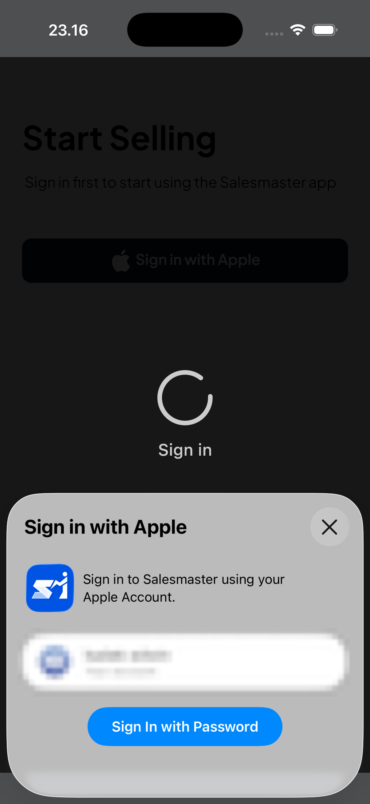Sign in with Apple sheet on iPhone