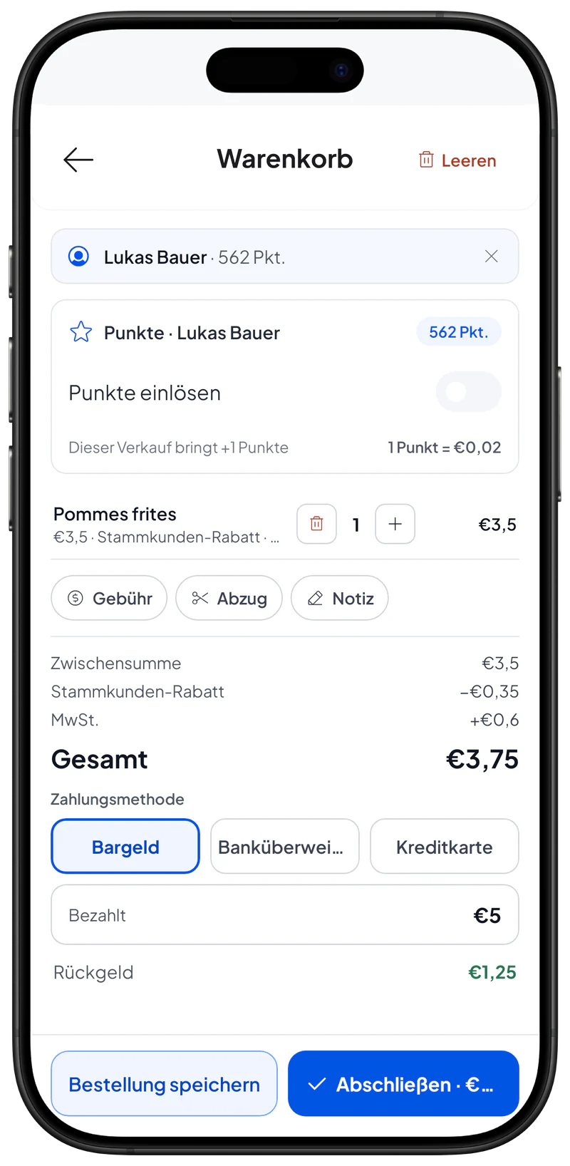 Vom Kunden bezahlter Betrag