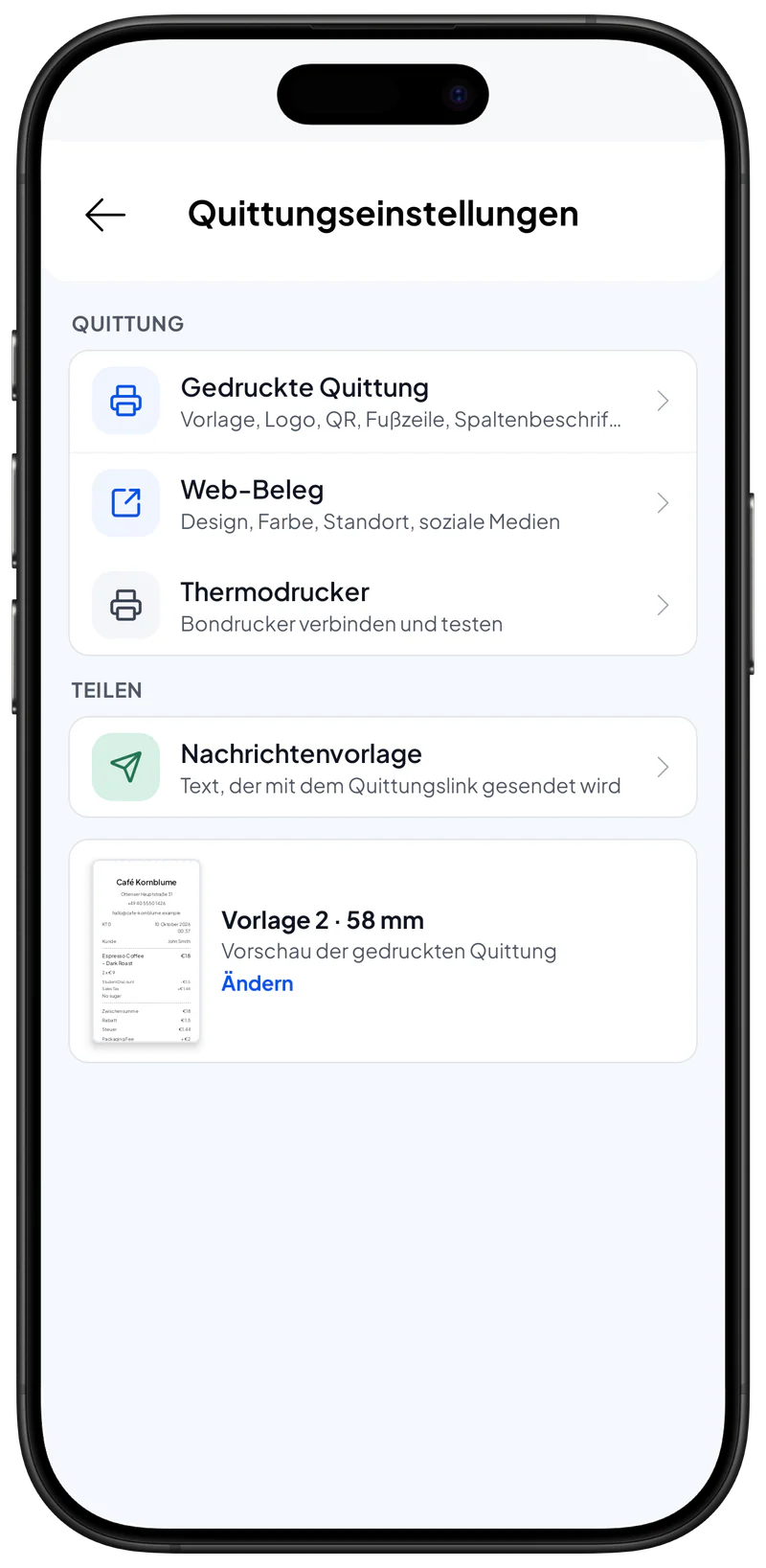 Quittungseinstellungen