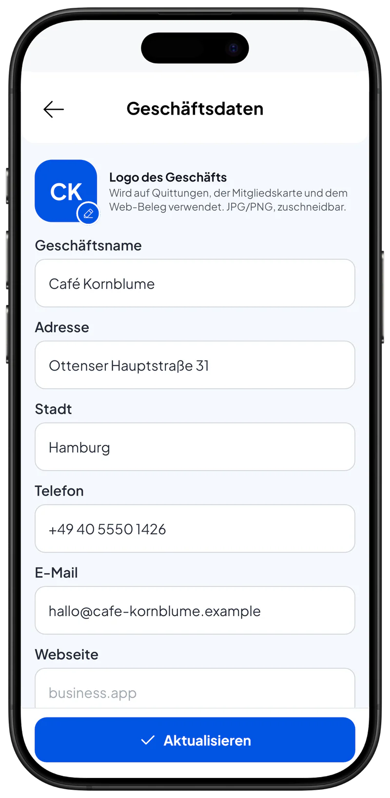 Felder der Geschäftsdaten