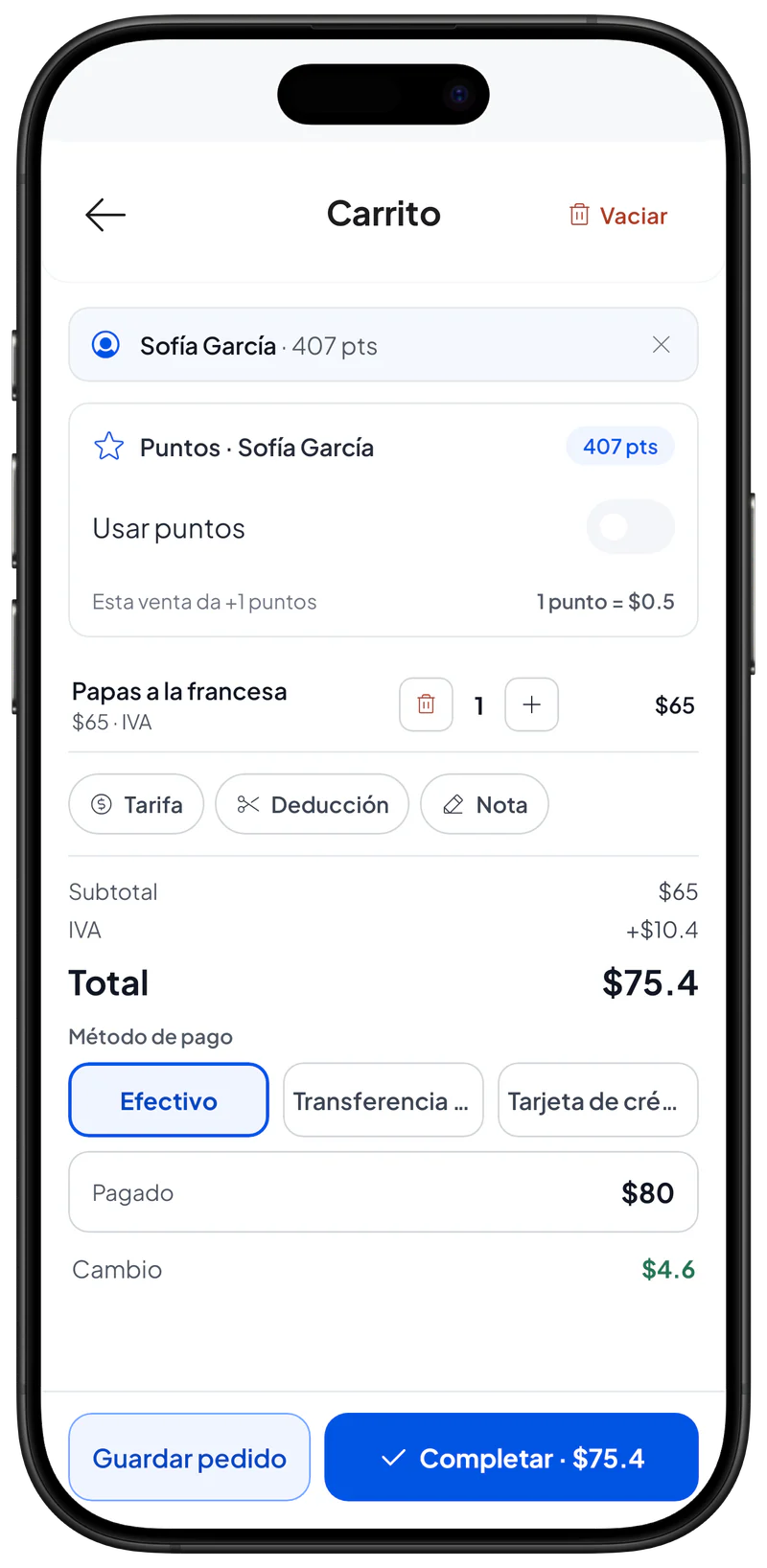 Monto pagado por el cliente