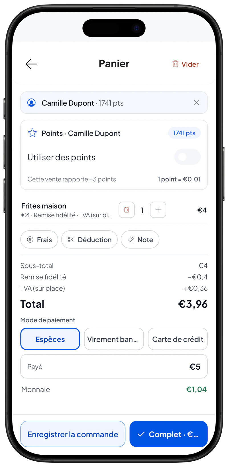 Montant payé par le client