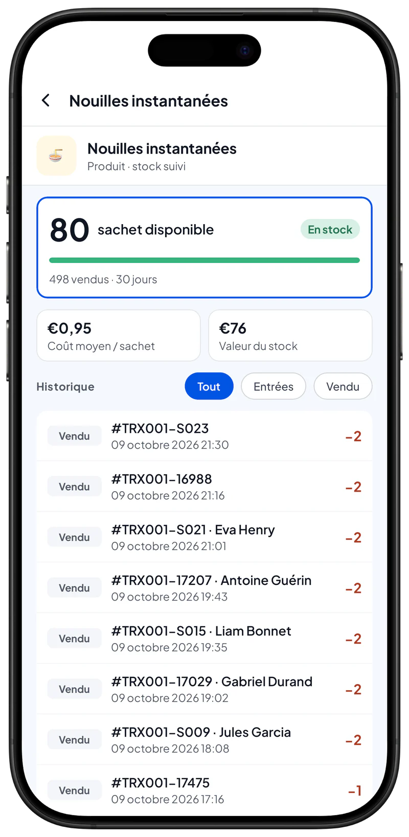 Modifier le stock