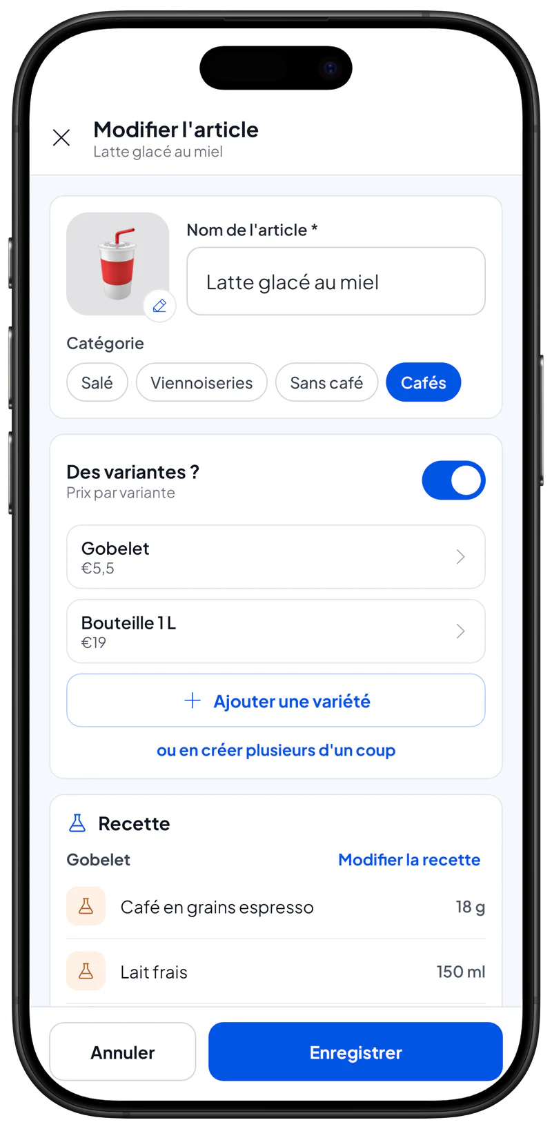Variantes d'un article