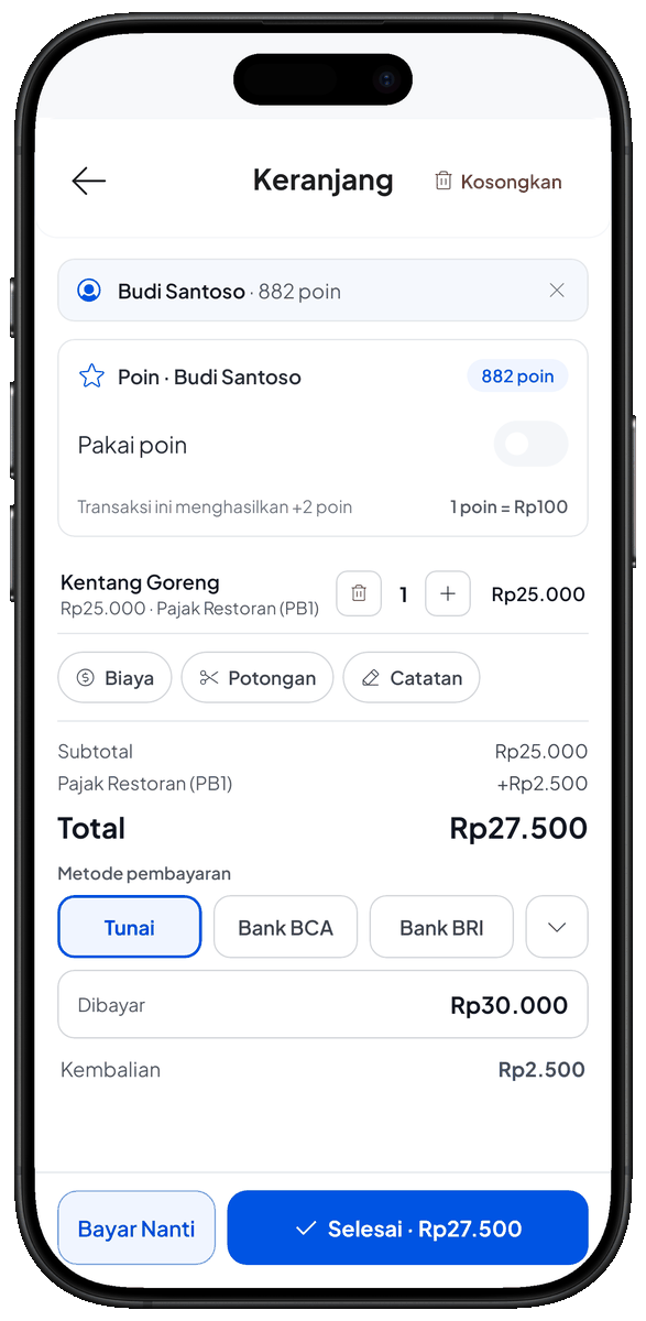 Uang yang dibayar pelanggan
