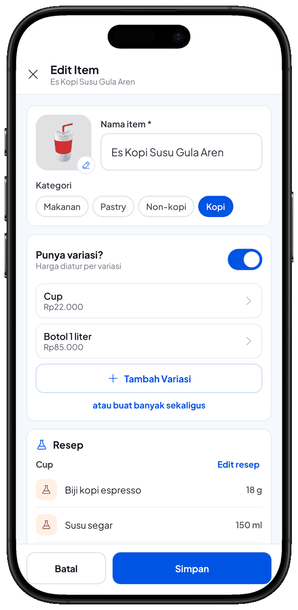 Variasi item