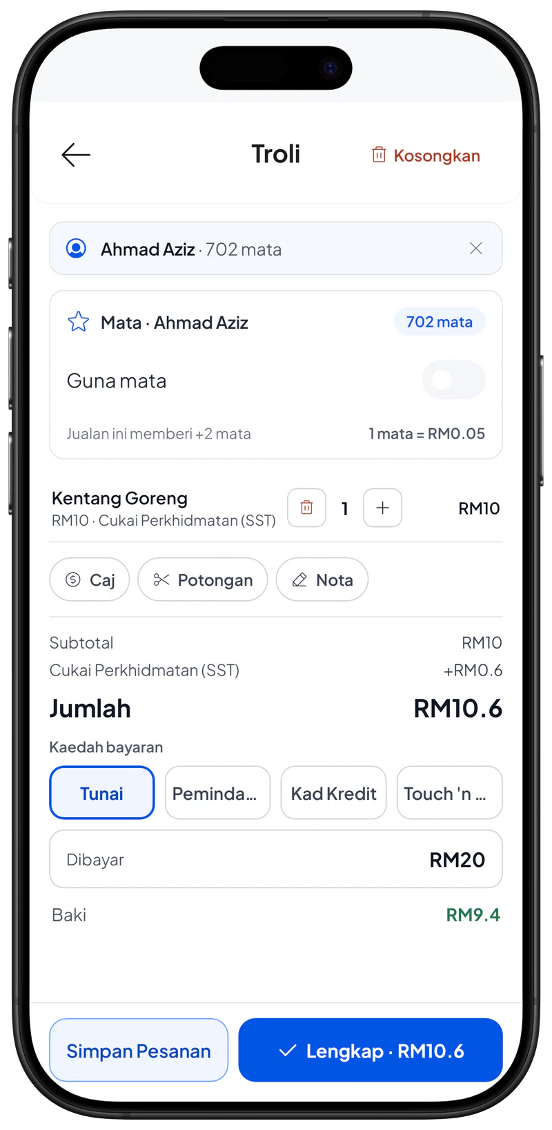 Jumlah yang dibayar oleh pelanggan