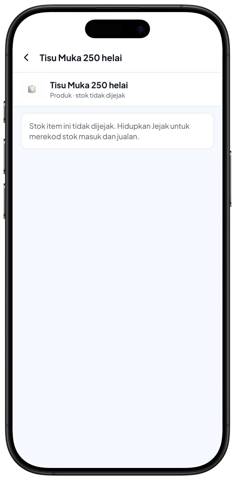 Suis Jejak stok dalam borang item