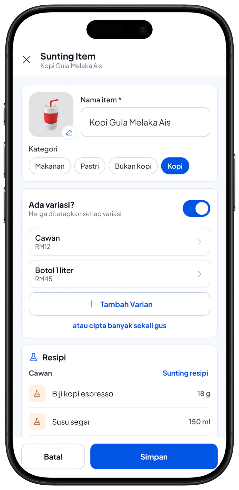 Variasi item