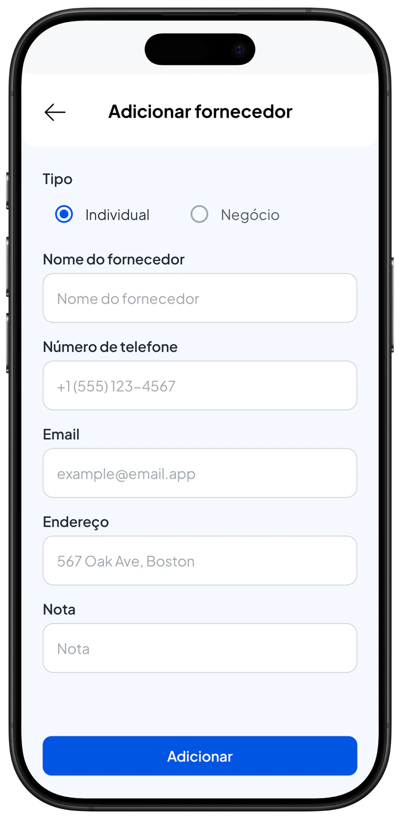Adicionar fornecedor