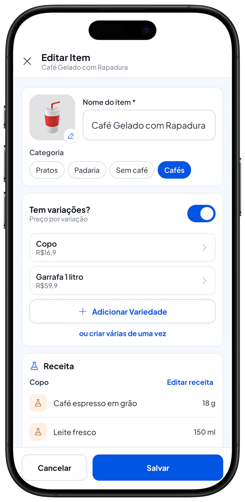 Variações do item