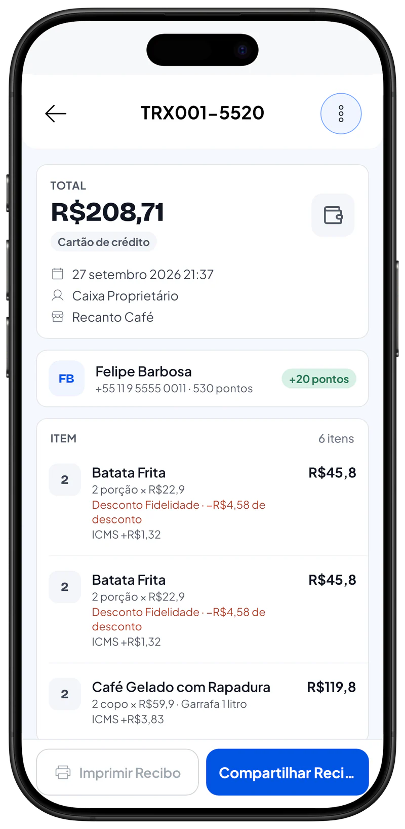Ações da transação