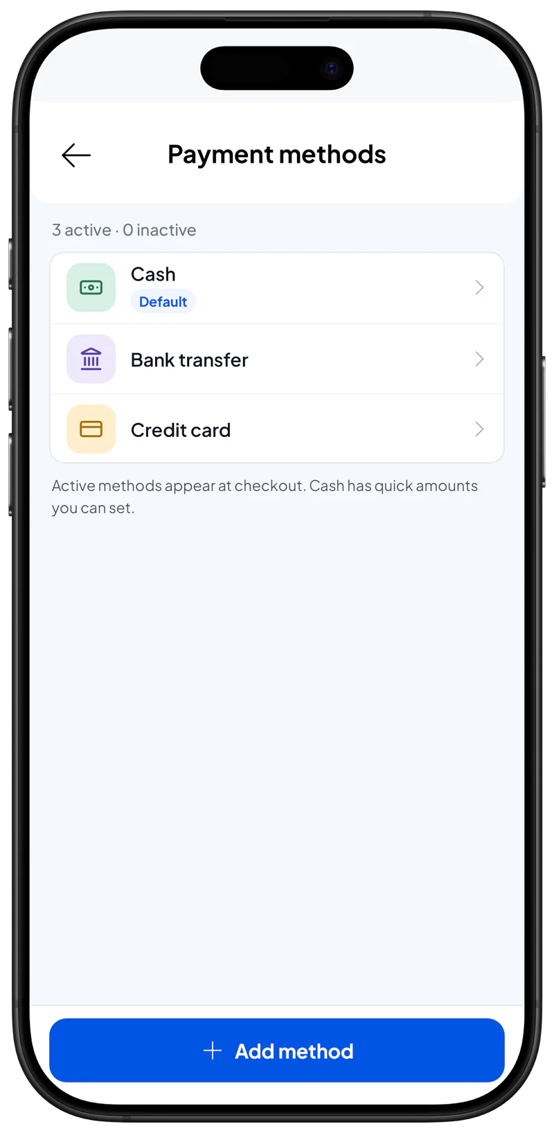 Quick amounts for cash