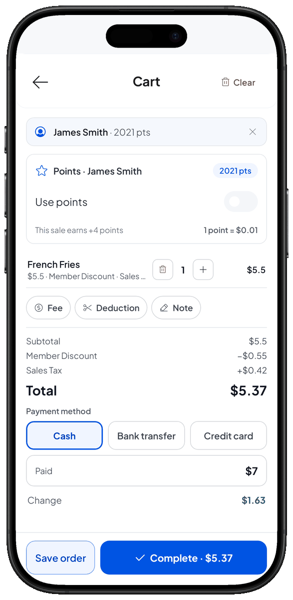 Amount paid by the customer
