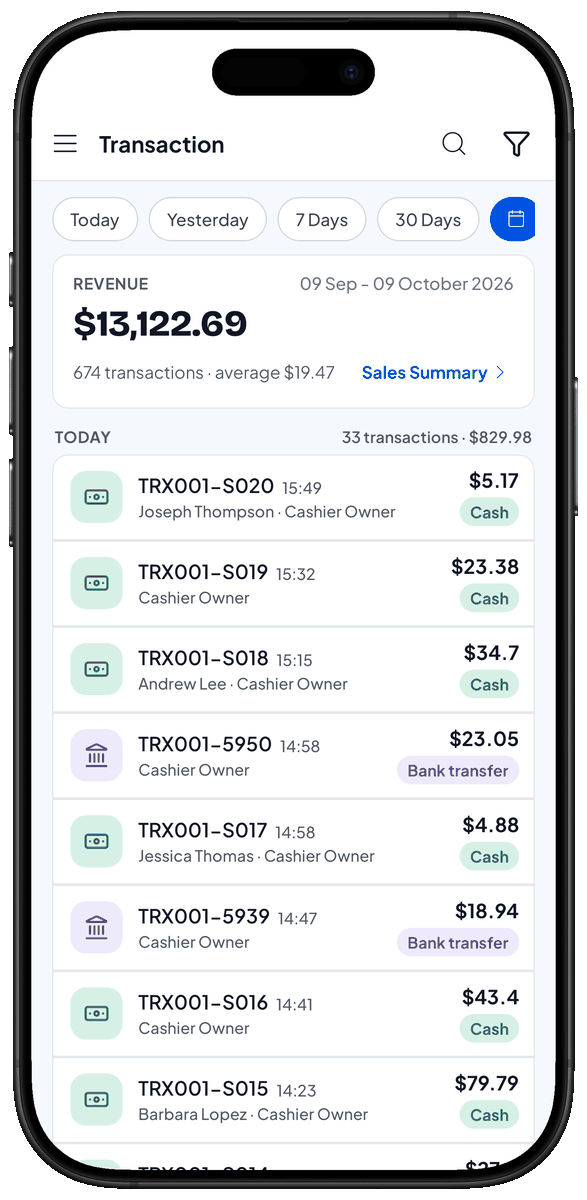 Transaction list