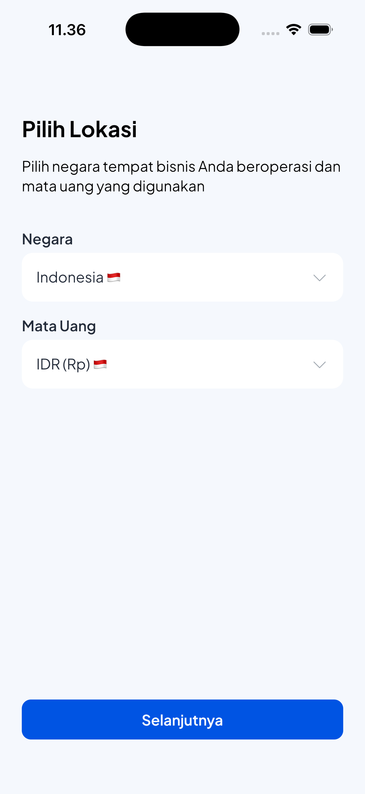 Layar Pengaturan Awal