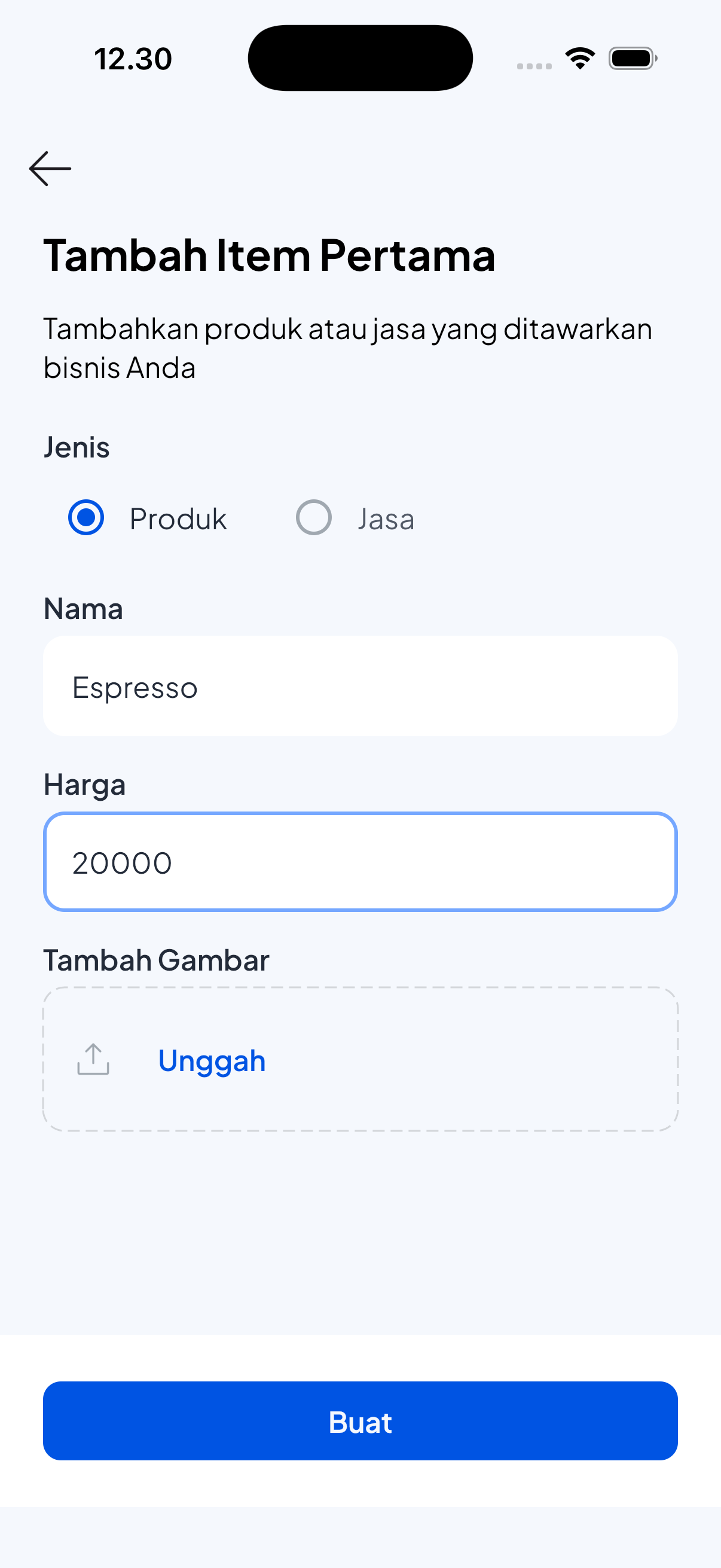 Layar Pengaturan Awal