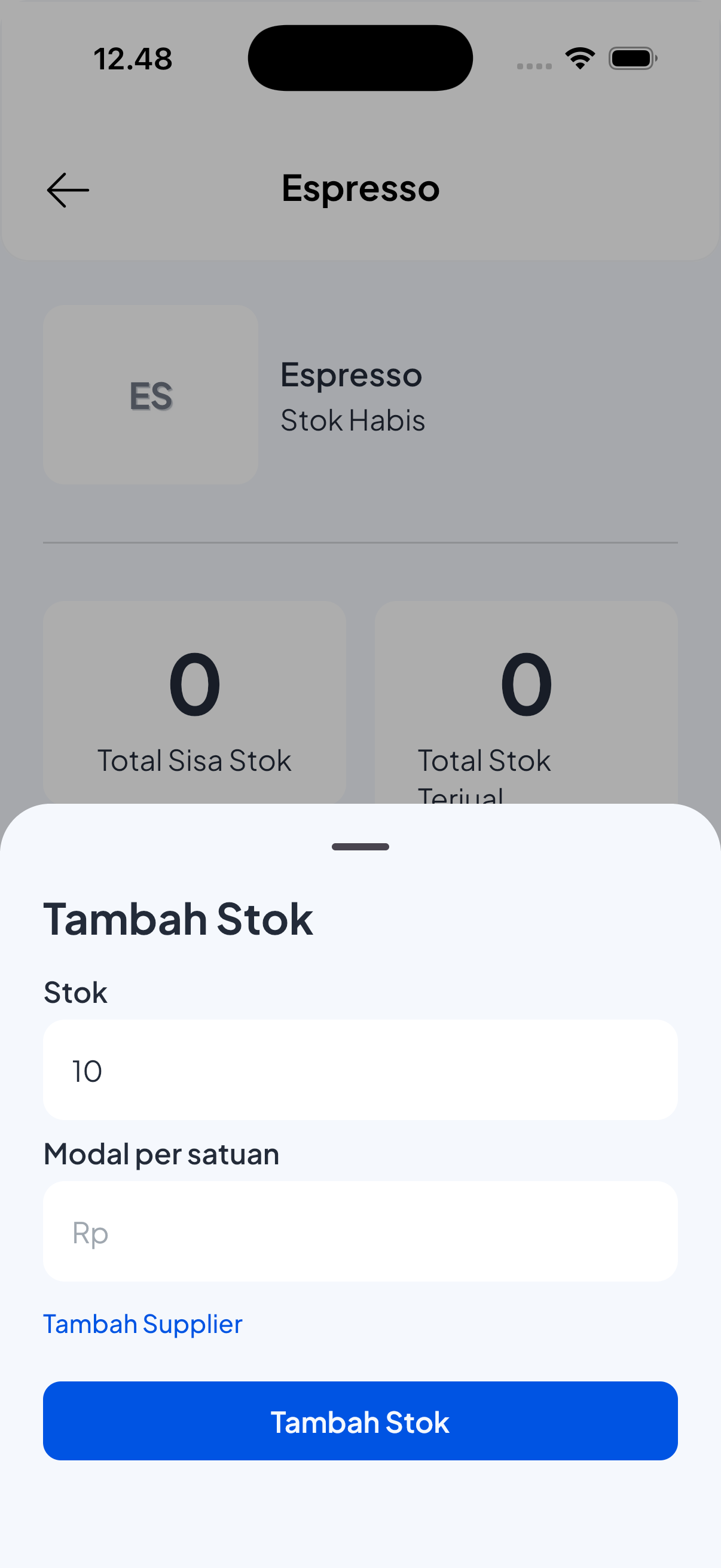 Tambah Stok