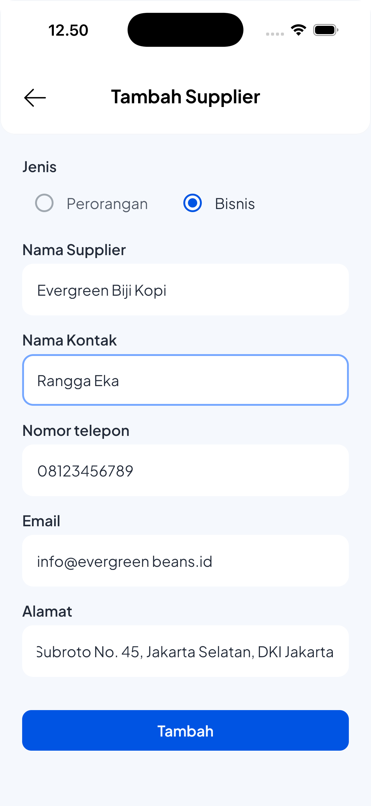 Tambah Supplier