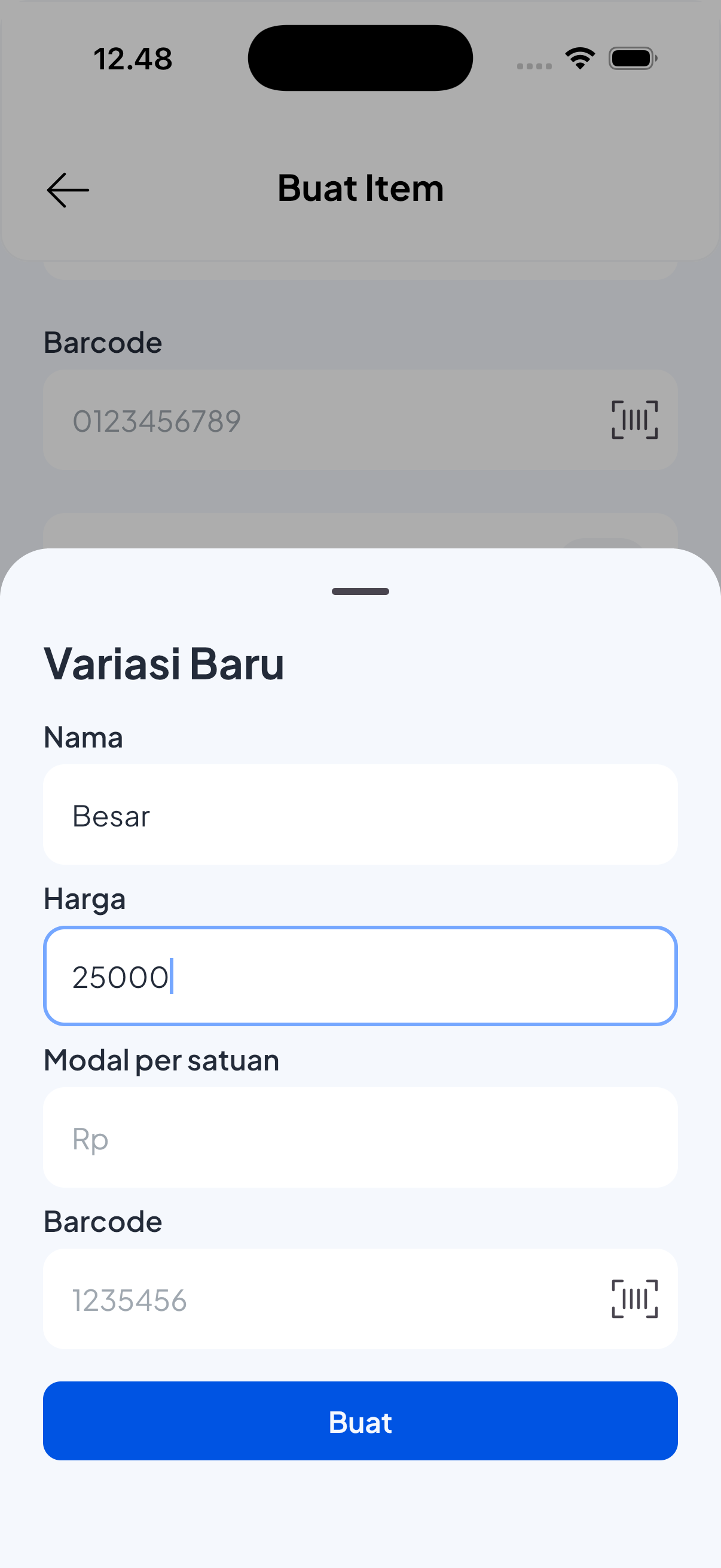 Variasi item
