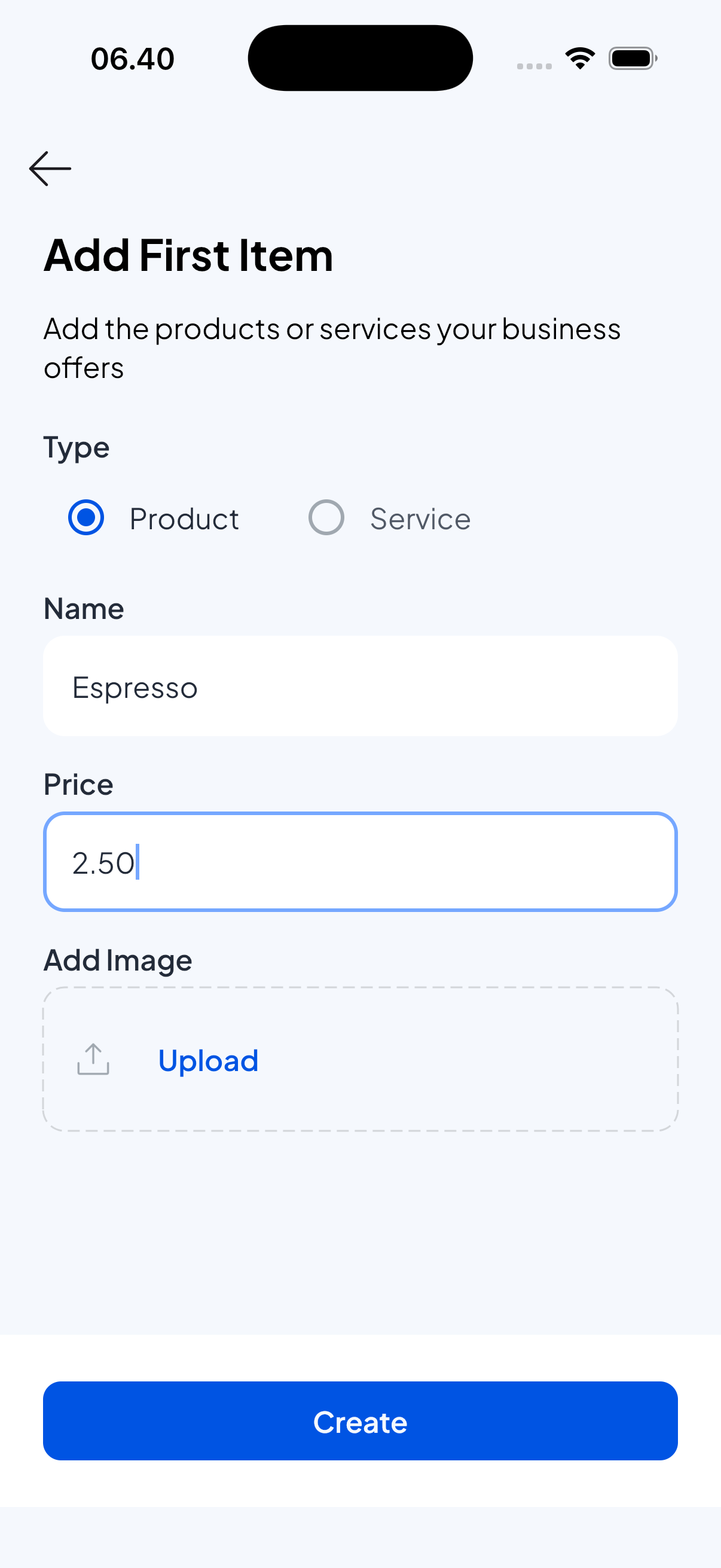 Initial Setup Screen