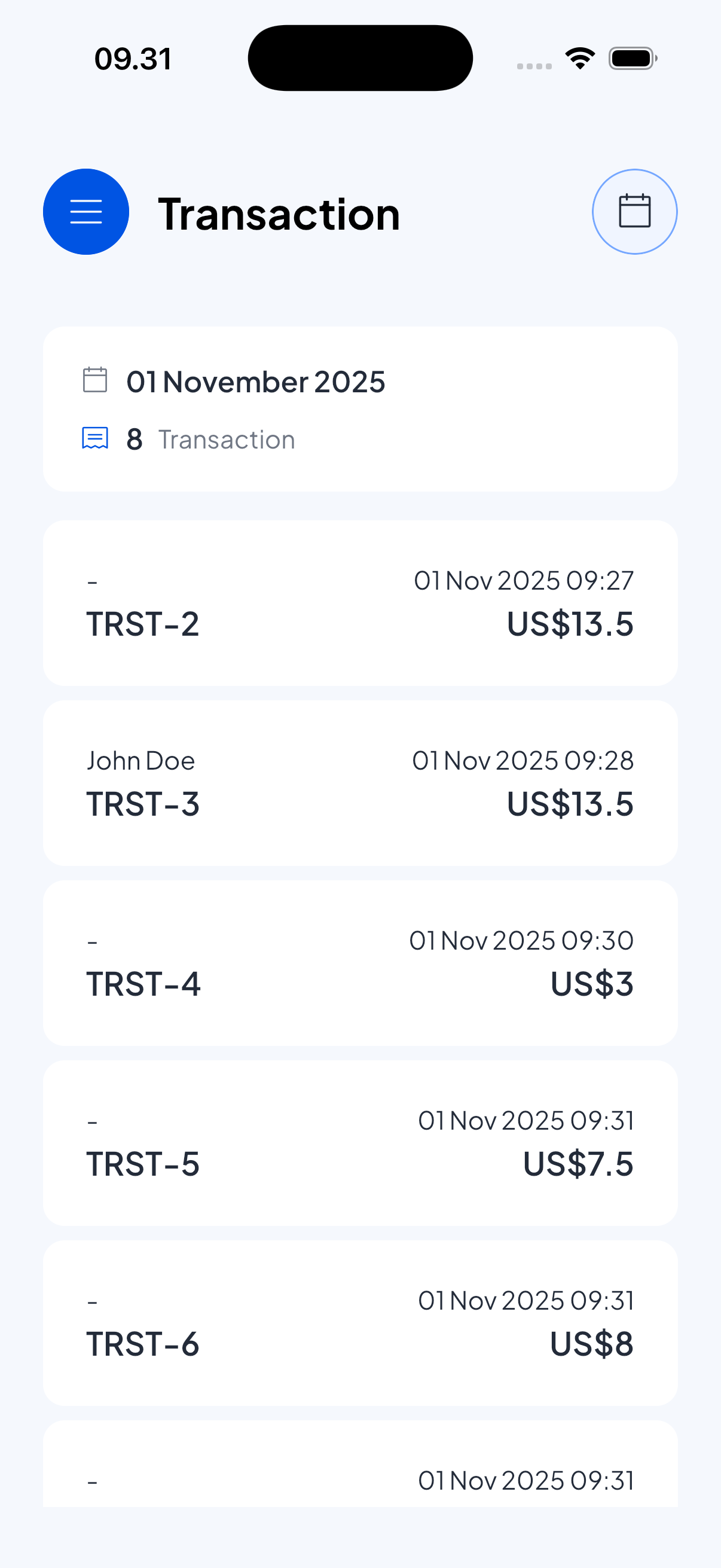 List Transactions