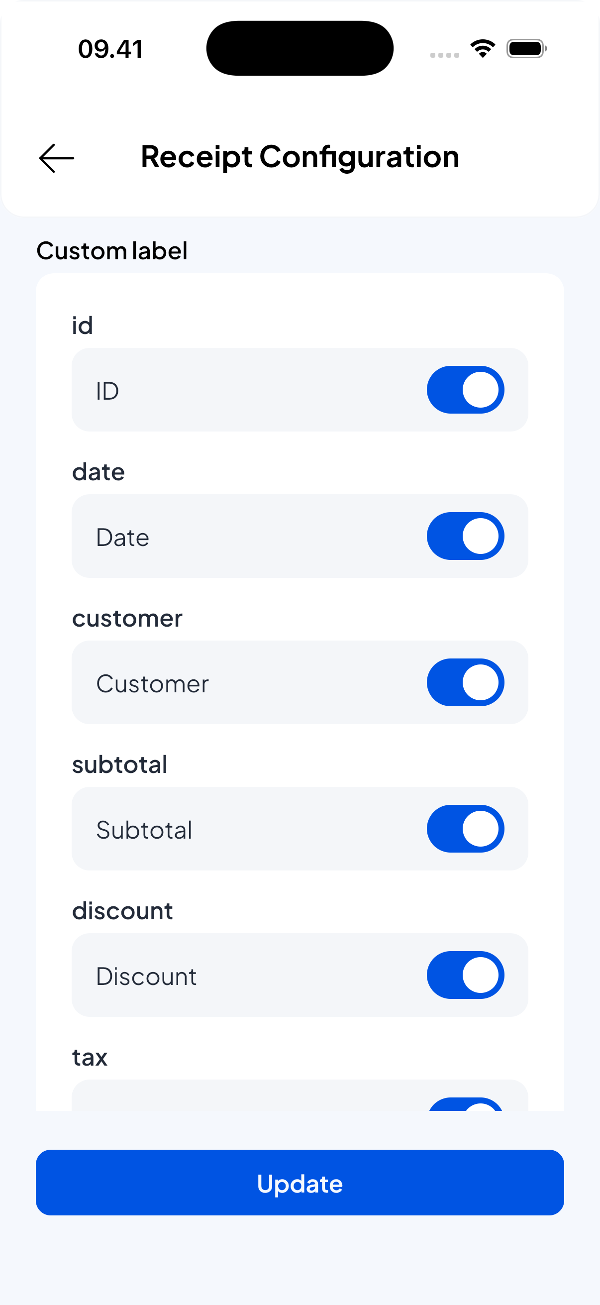 Receipt Custom Label